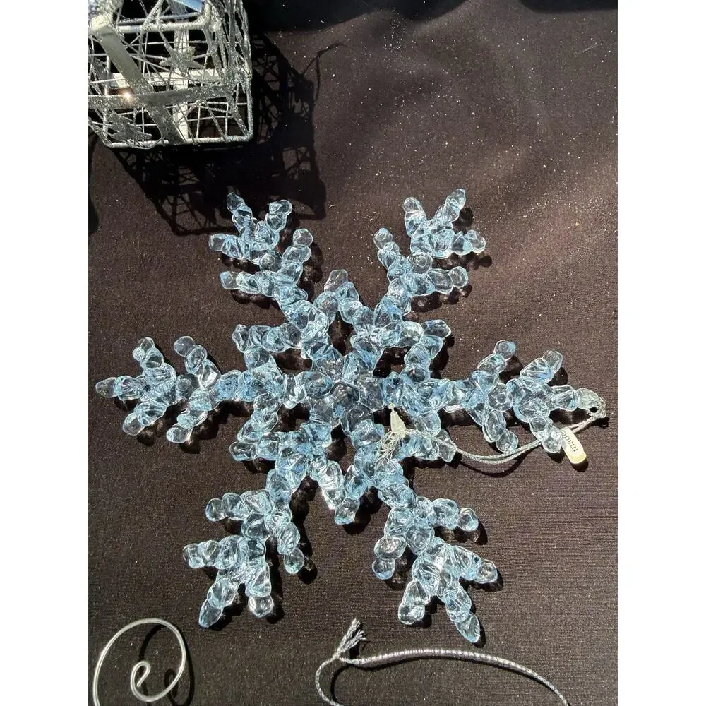 Beautiful Ice Blue Christmas Ornament Lot Snowflakes Bows & More! S1